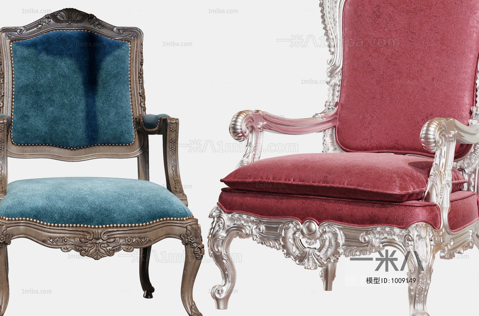 法式休闲椅组合3D模型下载