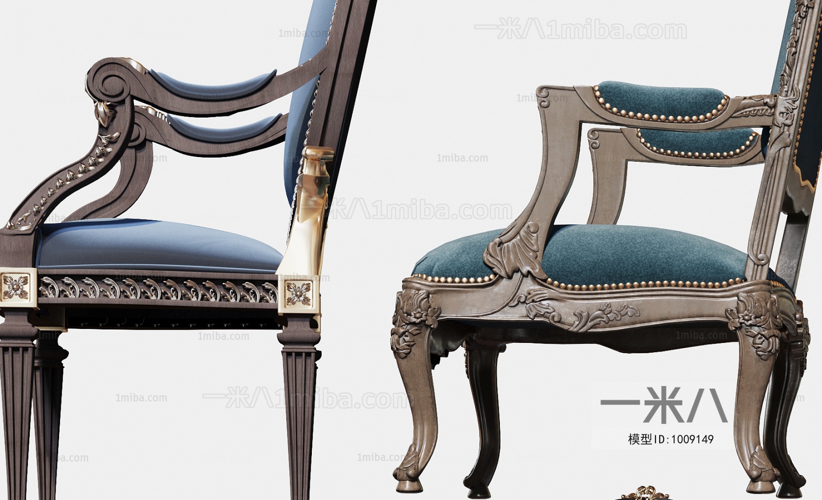 法式休闲椅组合3D模型下载