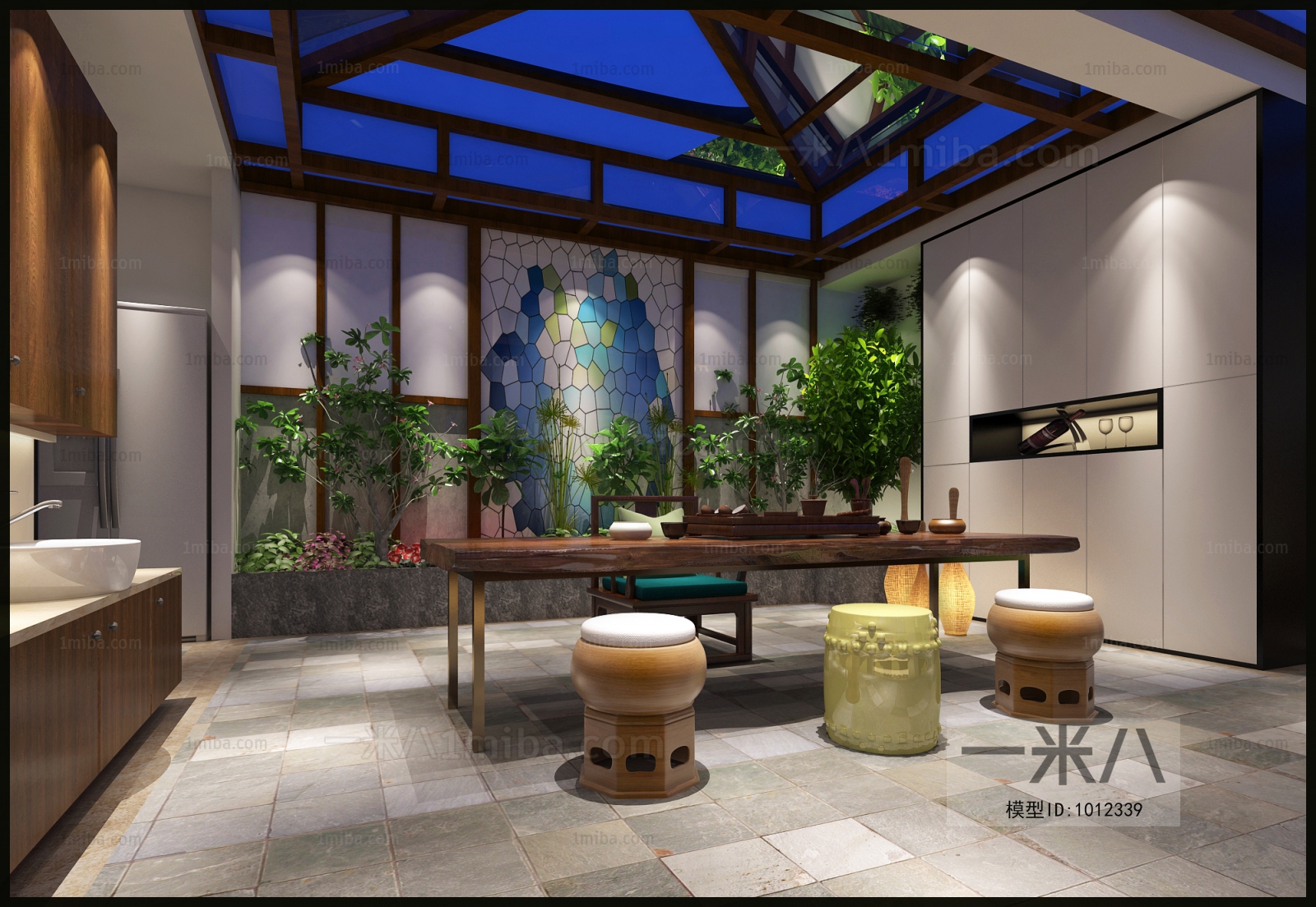 New Chinese Style Glass Sun Room