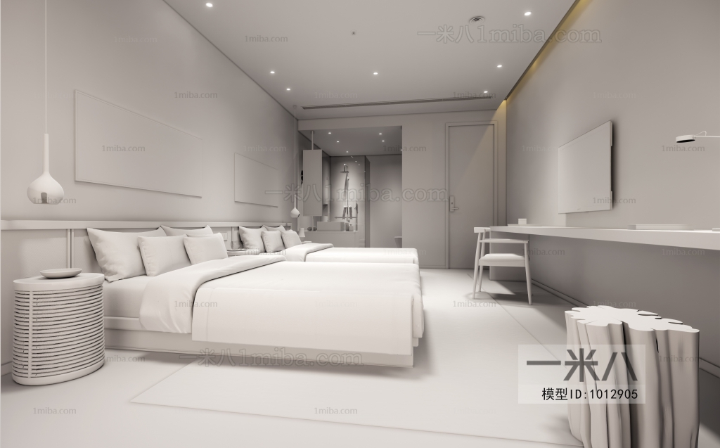 新中式民宿酒店卧室