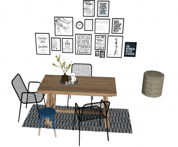 Industrial Style Dining Table And Chairs-ID:467319014