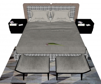 Modern Double Bed-ID:923224936