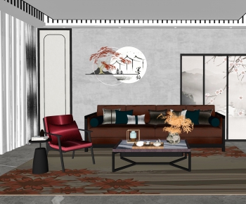 New Chinese Style A Living Room-ID:341578013