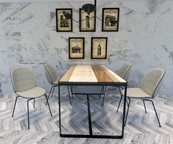 Industrial Style Dining Table And Chairs-ID:766450889