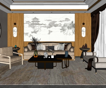 New Chinese Style A Living Room-ID:128418921