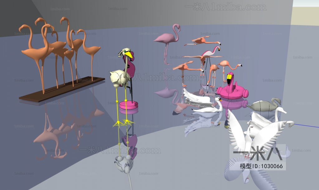 现代火烈鸟 天鹅3D模型下载