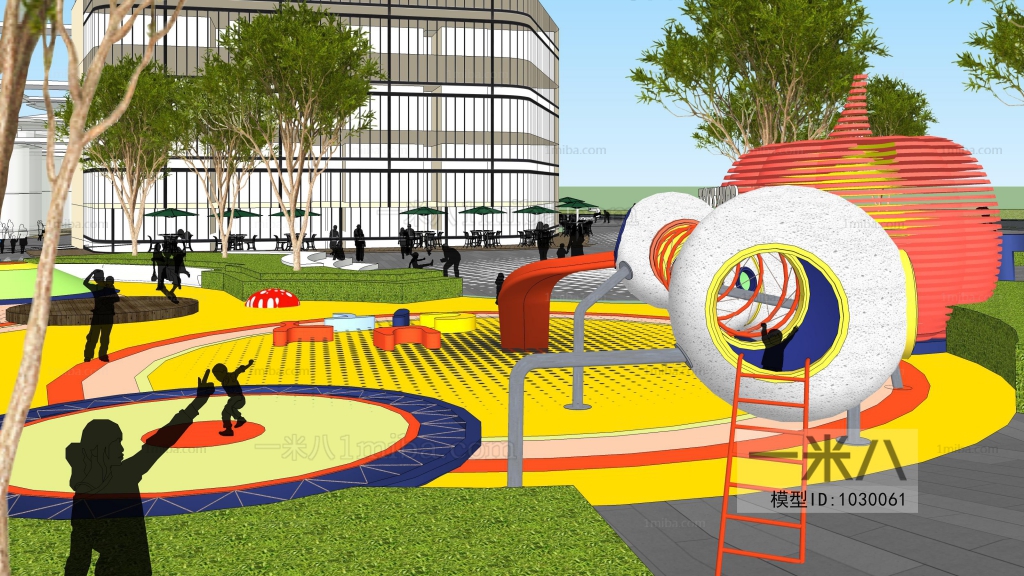 现代公园景观广场游乐设施小品3D模型下载