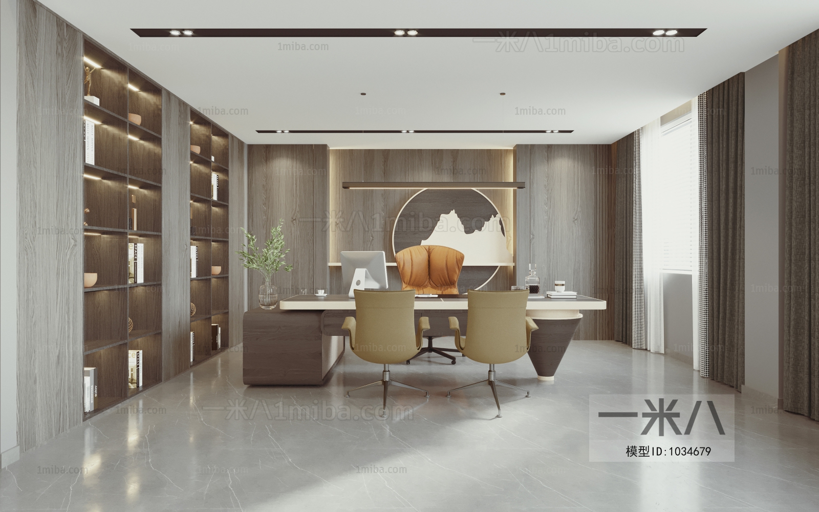 多场景-新中式办公休息区+办公经理室+茶室