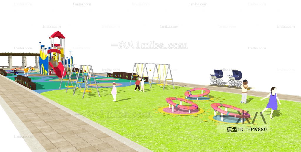 现代儿童区游乐设施