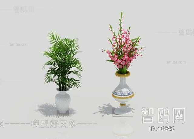 Modern New Chinese Style Potted Green Plant