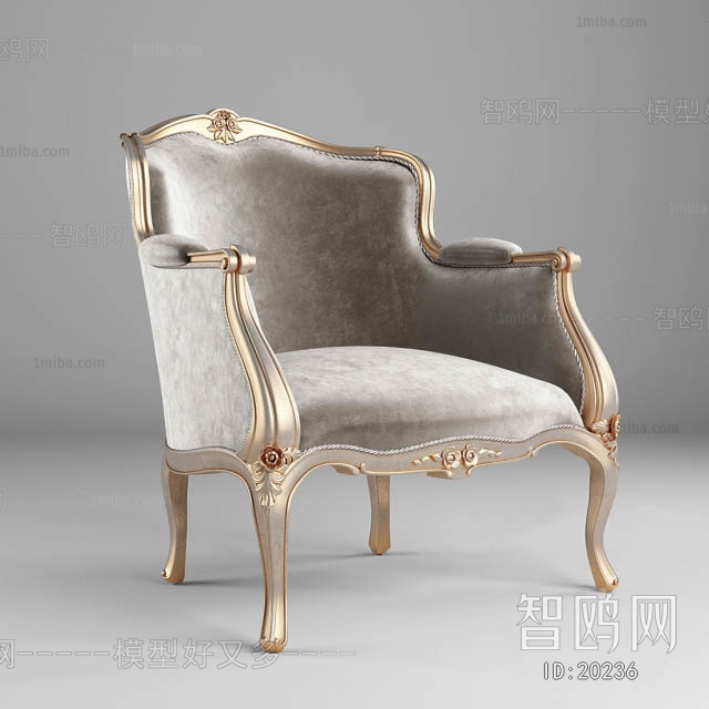 欧式新古典单人沙发单椅3D模型下载