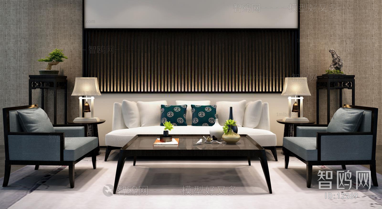 Modern New Chinese Style Sofa Combination