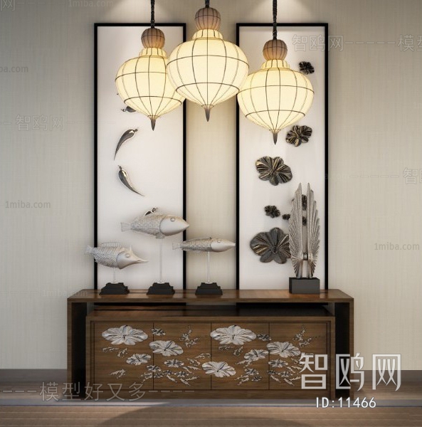 Southeast Asian Style New Chinese Style Side Cabinet/Entrance Cabinet
