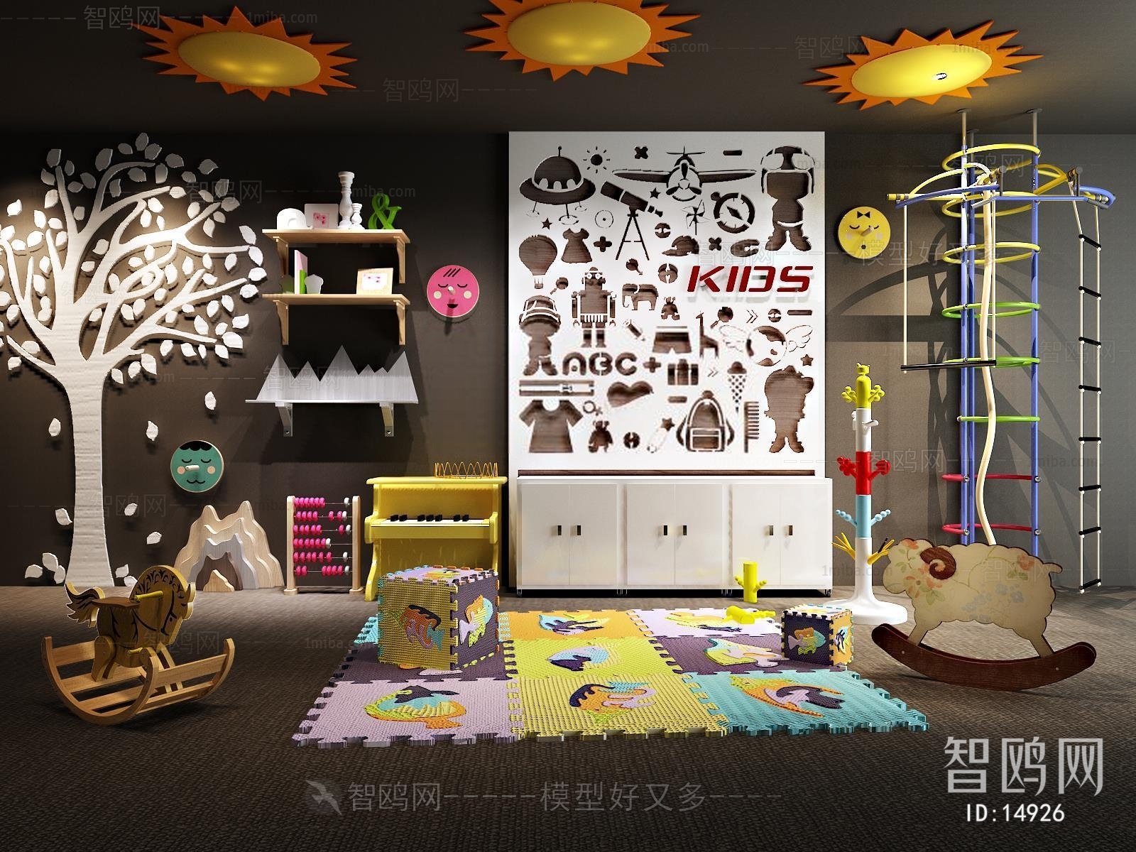 儿童幼儿园儿童家具树形墙饰拼图柜儿童玩具