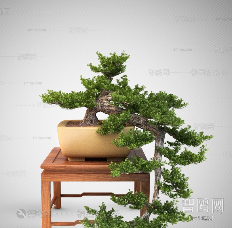 Modern New Chinese Style Potted Green Plant