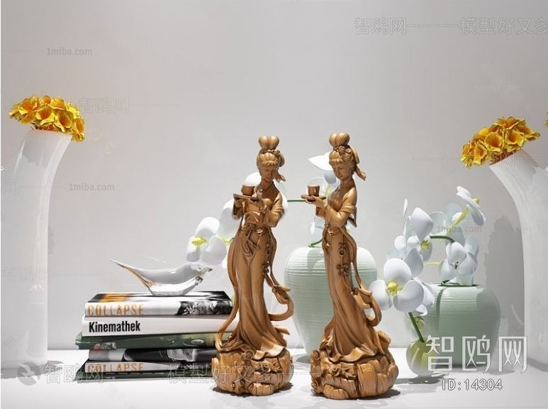 新中式雕塑花艺摆件