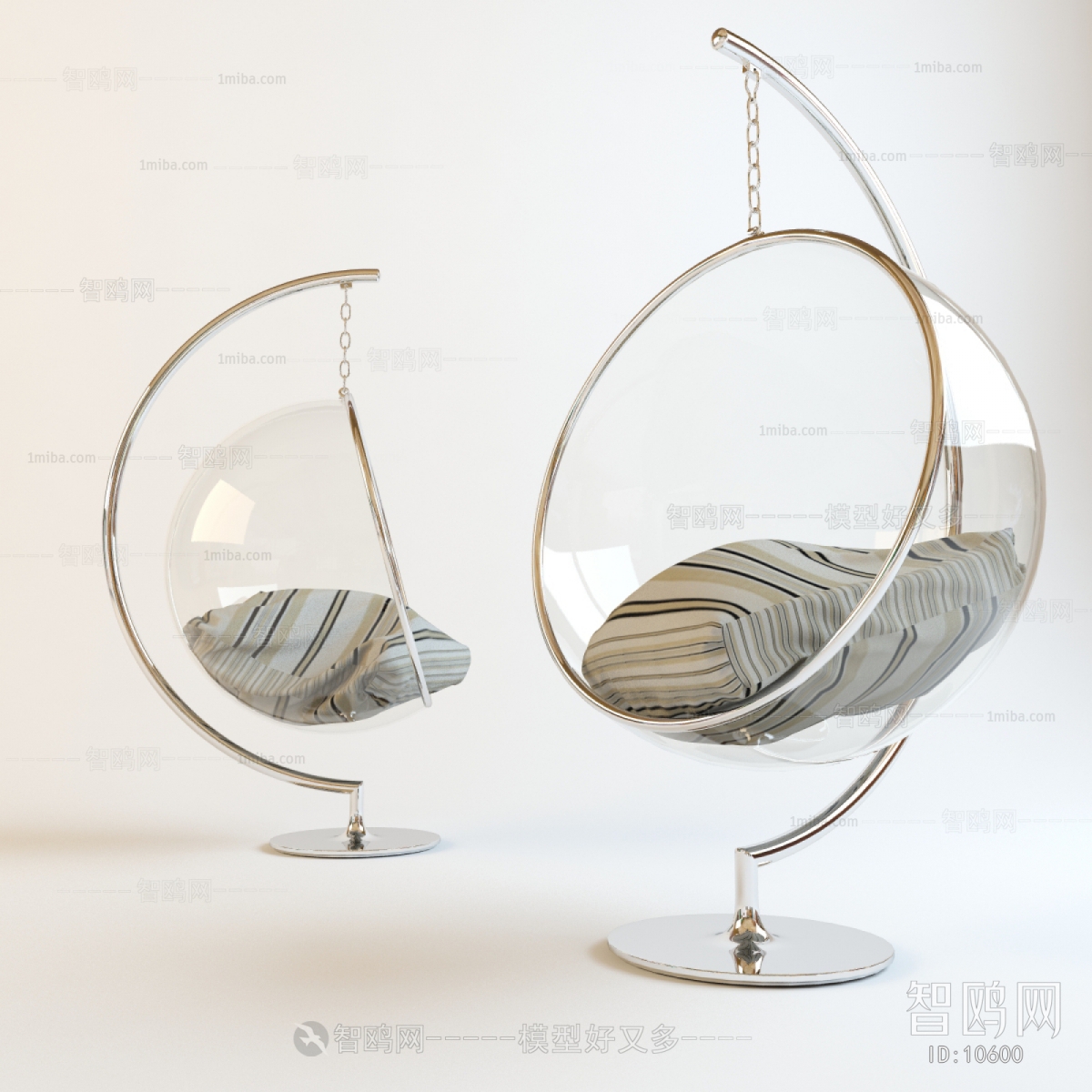 现代简约休闲椅玻璃吊椅3D模型下载