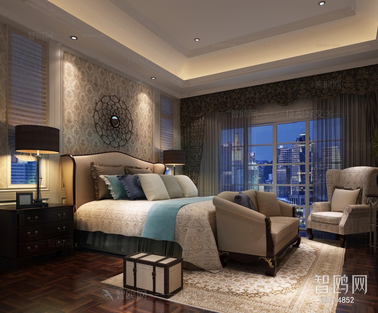 Simple European Style New Classical Style Bedroom