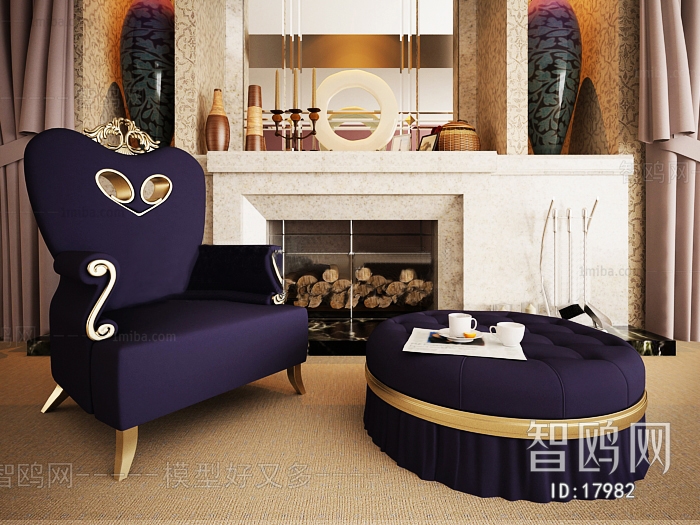 European Style New Classical Style Single Sofa