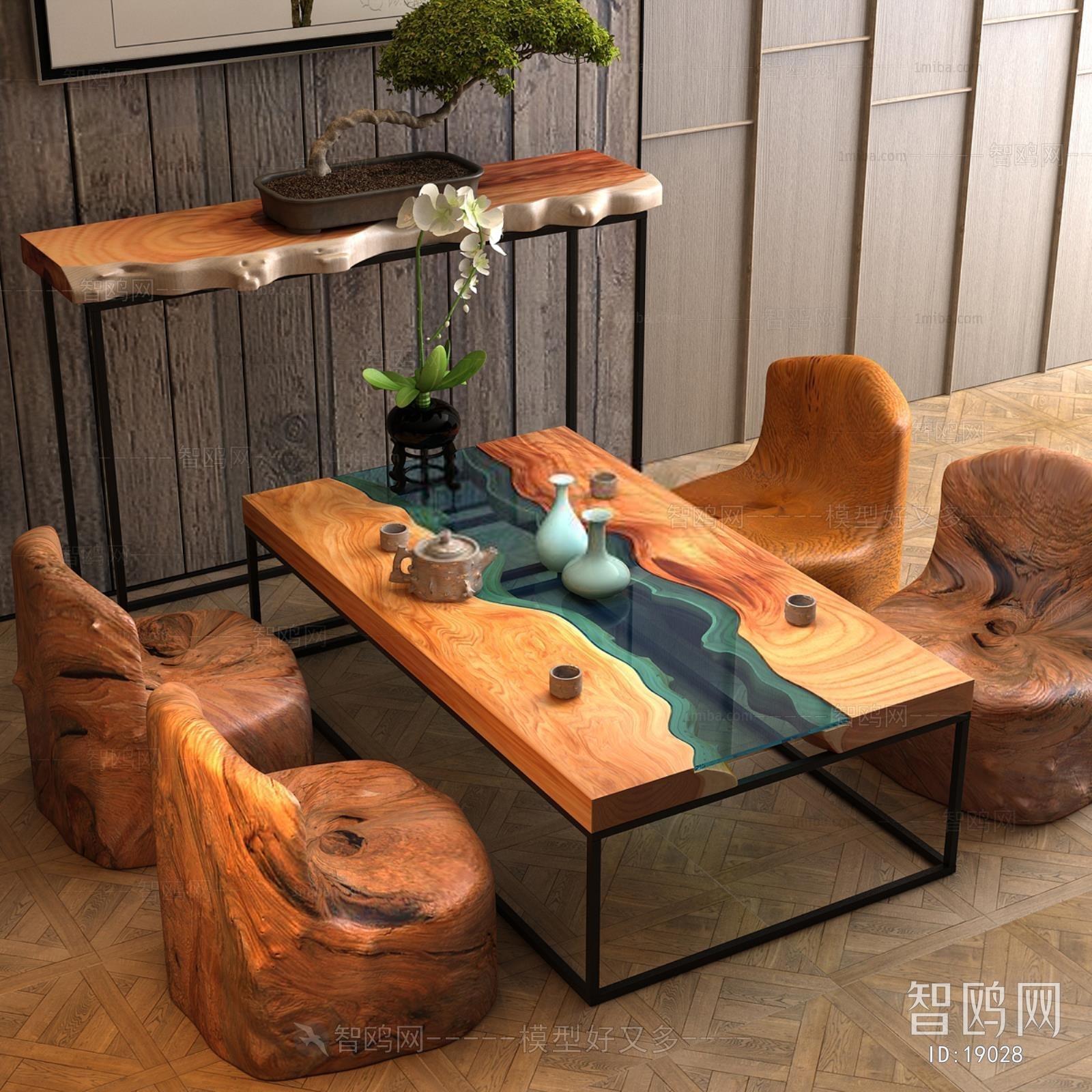 现代新中式休闲桌椅