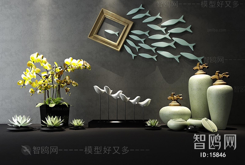 现代新中式鱼墙饰摆件