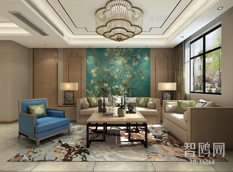 Modern Post Modern Style New Chinese Style A Living Room