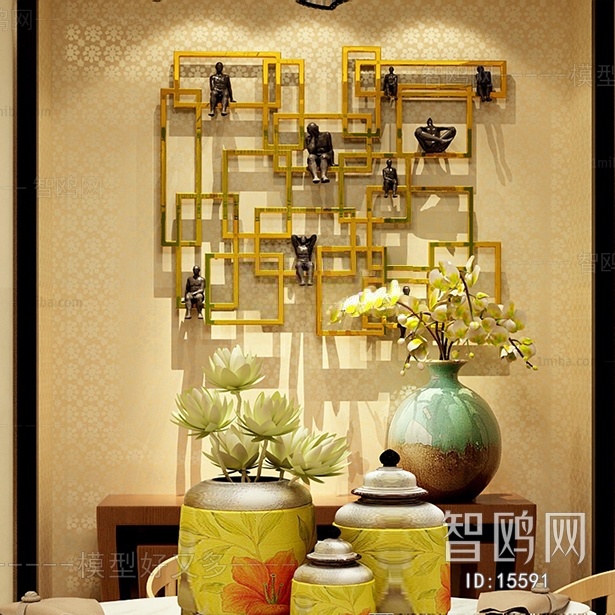 现代新中式花艺器皿摆件