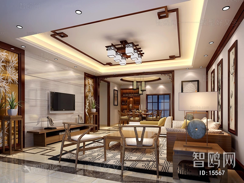 Modern New Chinese Style A Living Room