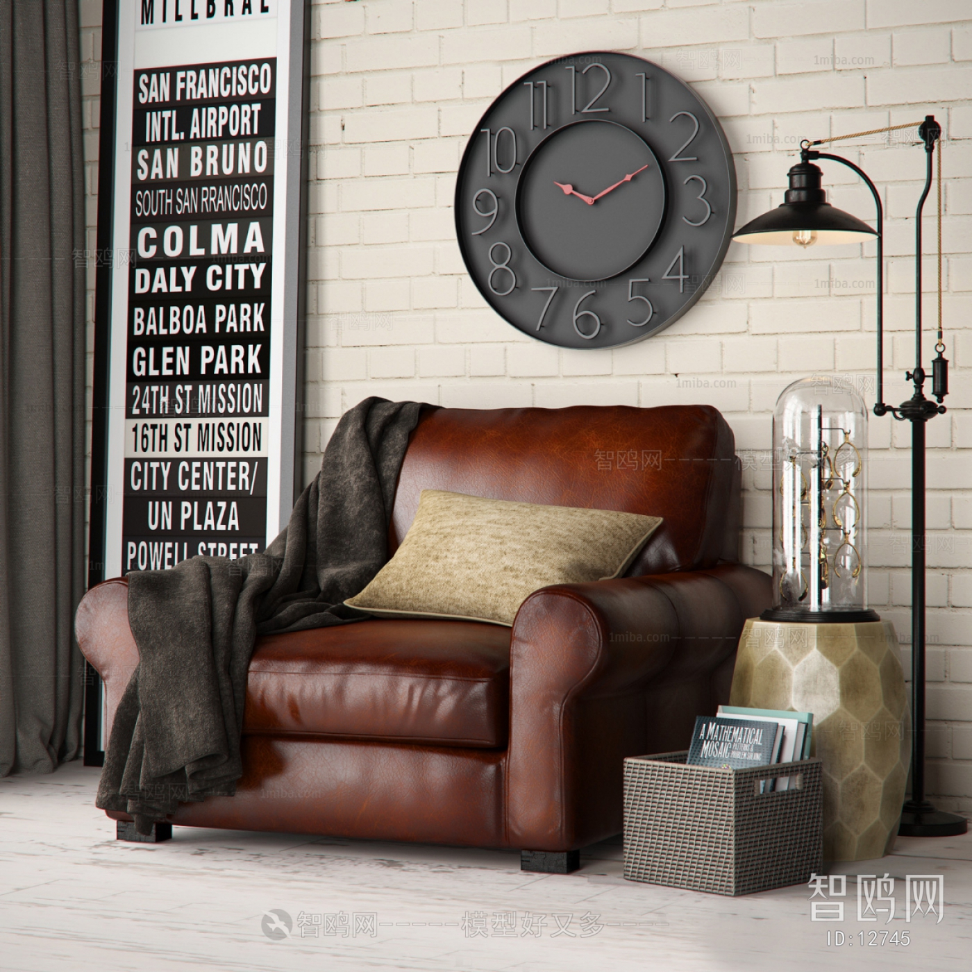 American Style Industrial Style Single Sofa