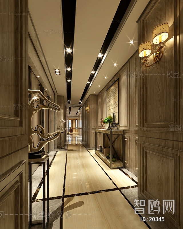 Simple European Style Corridor Elevator Hall