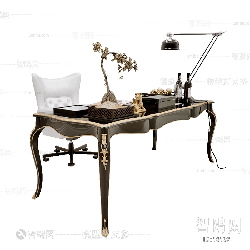 European Style New Classical Style Computer Desk And Chair