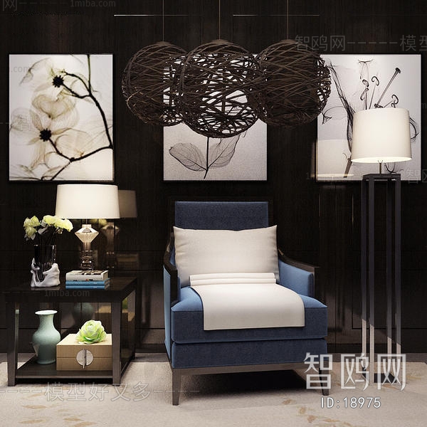 Modern New Chinese Style Single Sofa