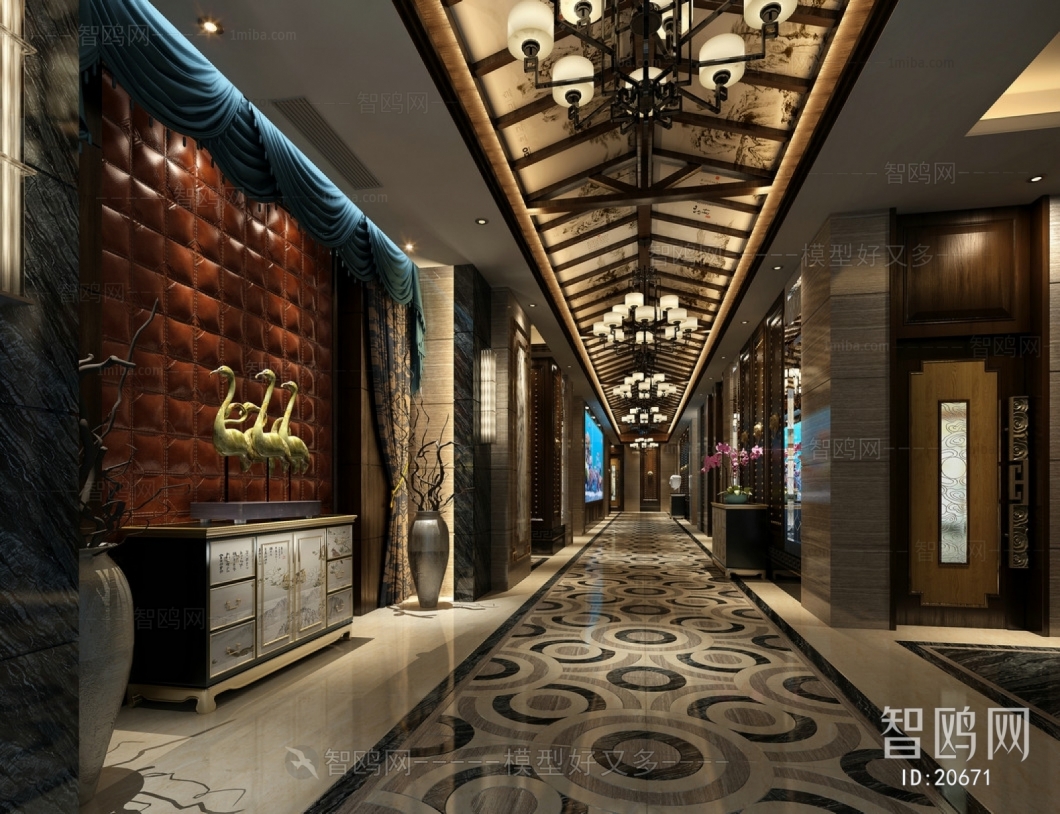 New Chinese Style Corridor Elevator Hall