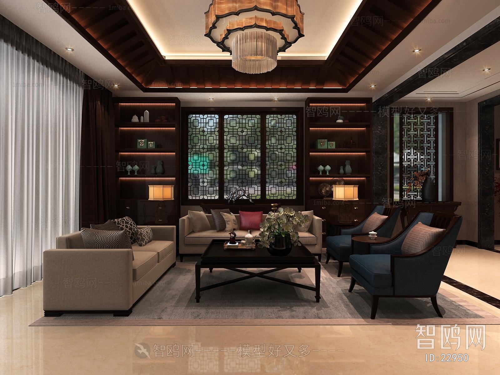 New Chinese Style A Living Room