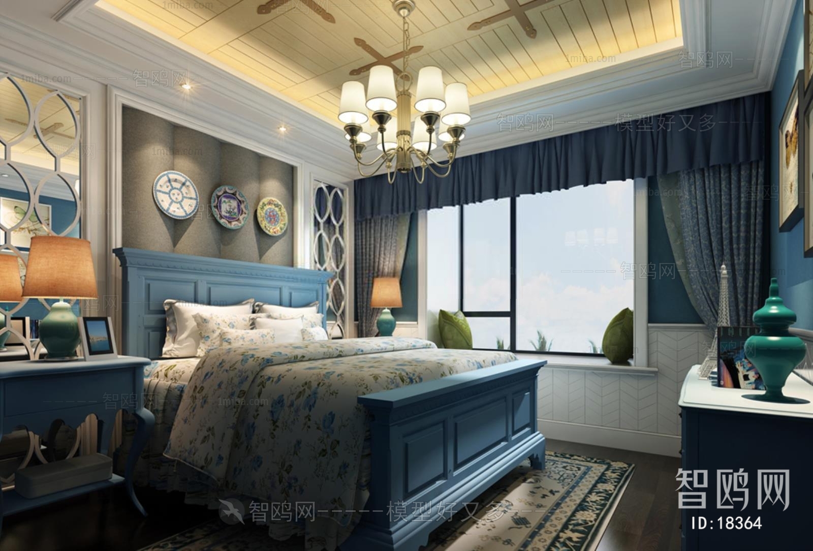 American Style Idyllic Style Bedroom