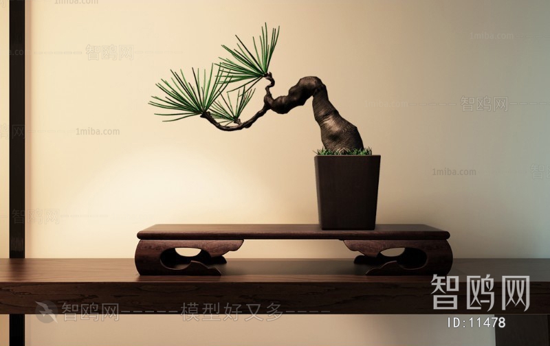 Modern New Chinese Style Potted Green Plant