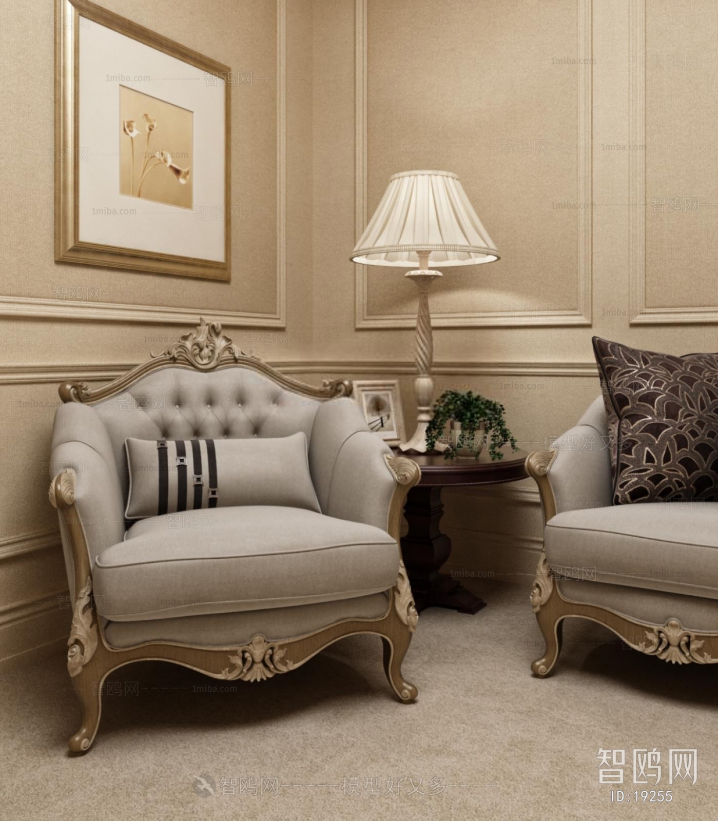 European Style New Classical Style Single Sofa