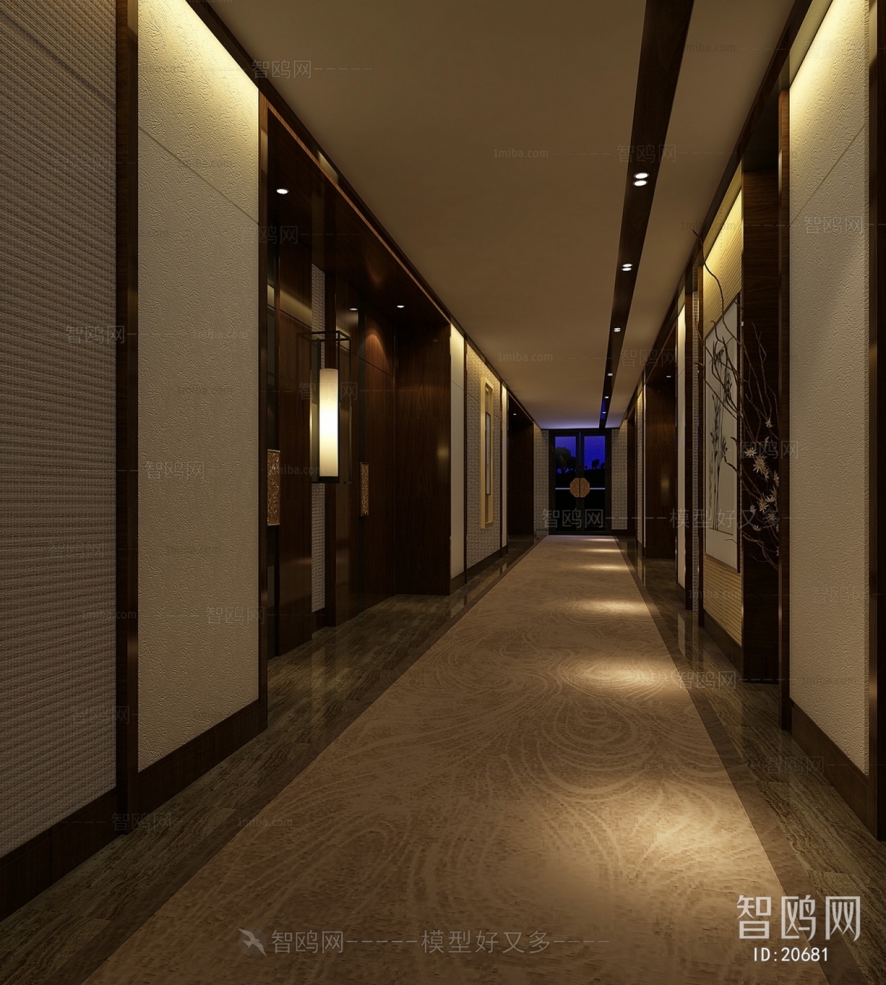 New Chinese Style Corridor Elevator Hall