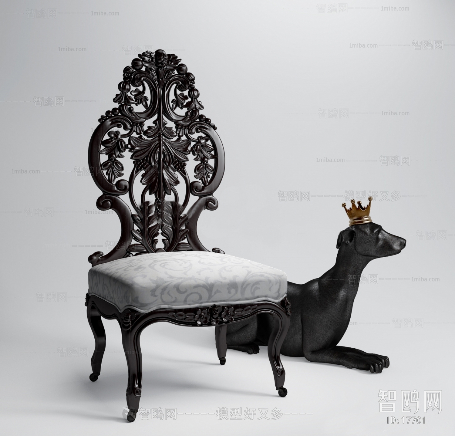 欧式单椅动物狗雕塑