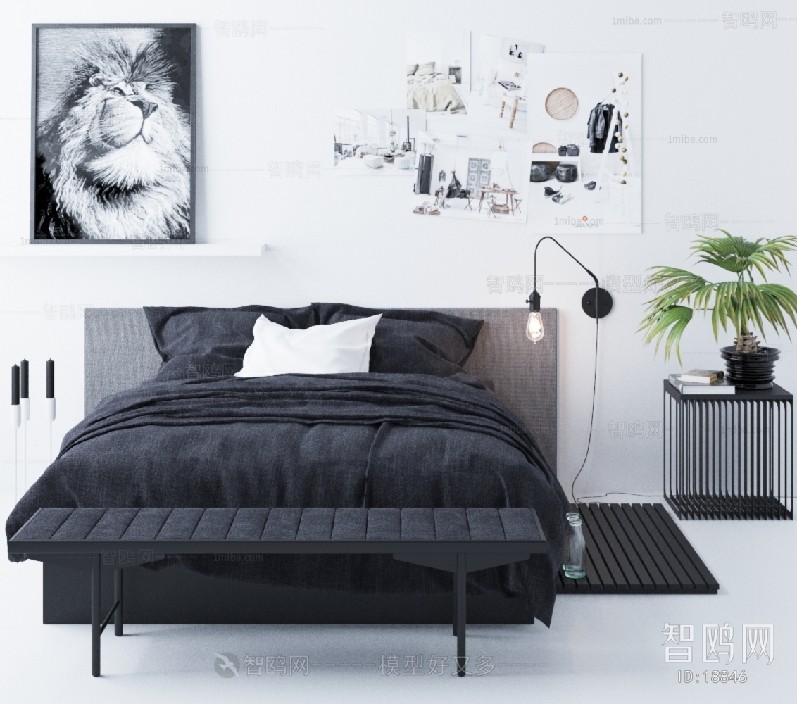 Modern Nordic Style Double Bed