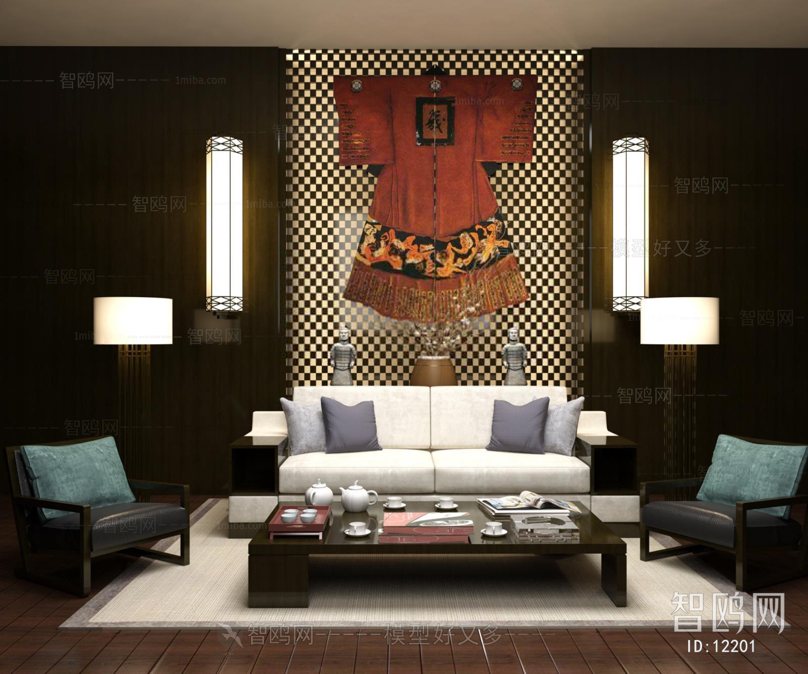 Modern New Chinese Style Sofa Combination