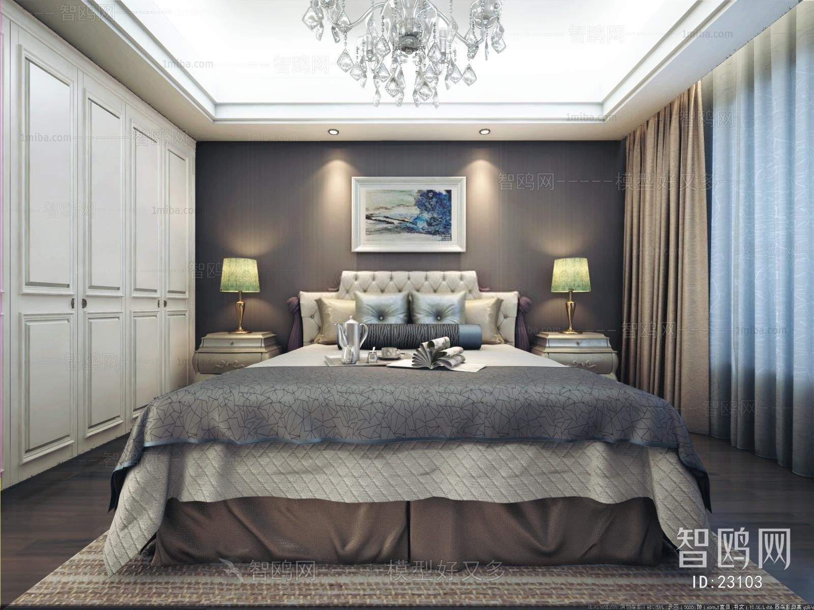Simple European Style New Classical Style Bedroom