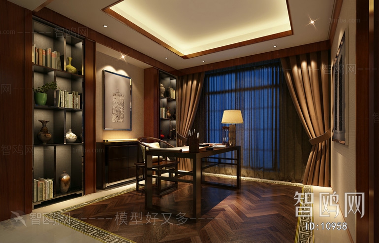 Modern New Chinese Style Study Space