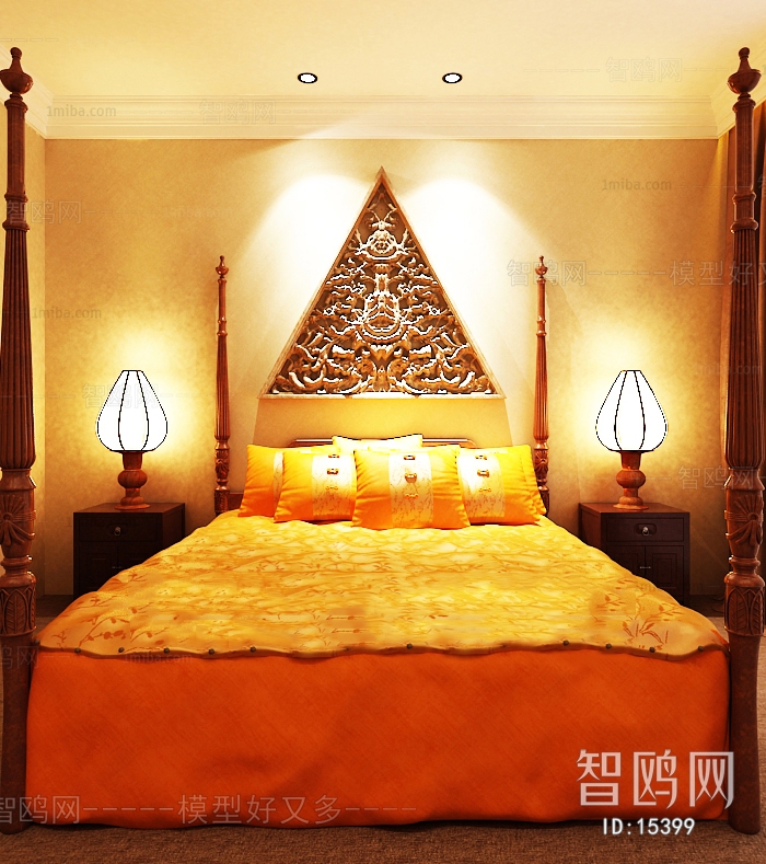 New Chinese Style Double Bed