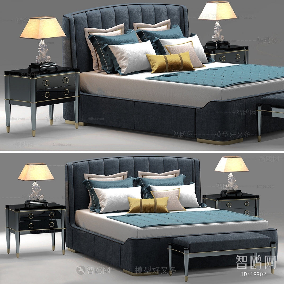 American Style Post Modern Style Simple European Style Double Bed