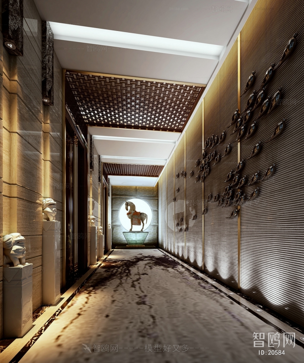 Modern New Chinese Style Corridor Elevator Hall