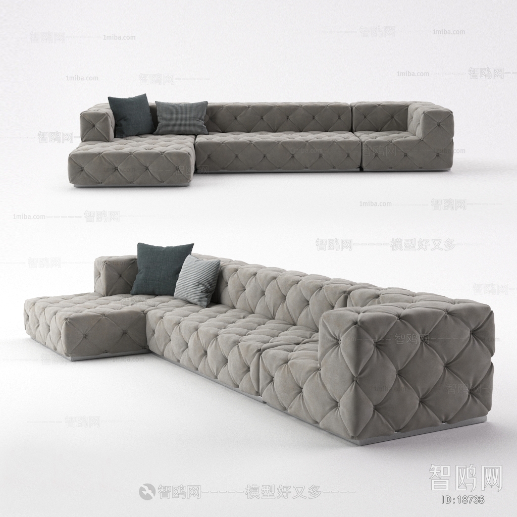 现代美式多人沙发