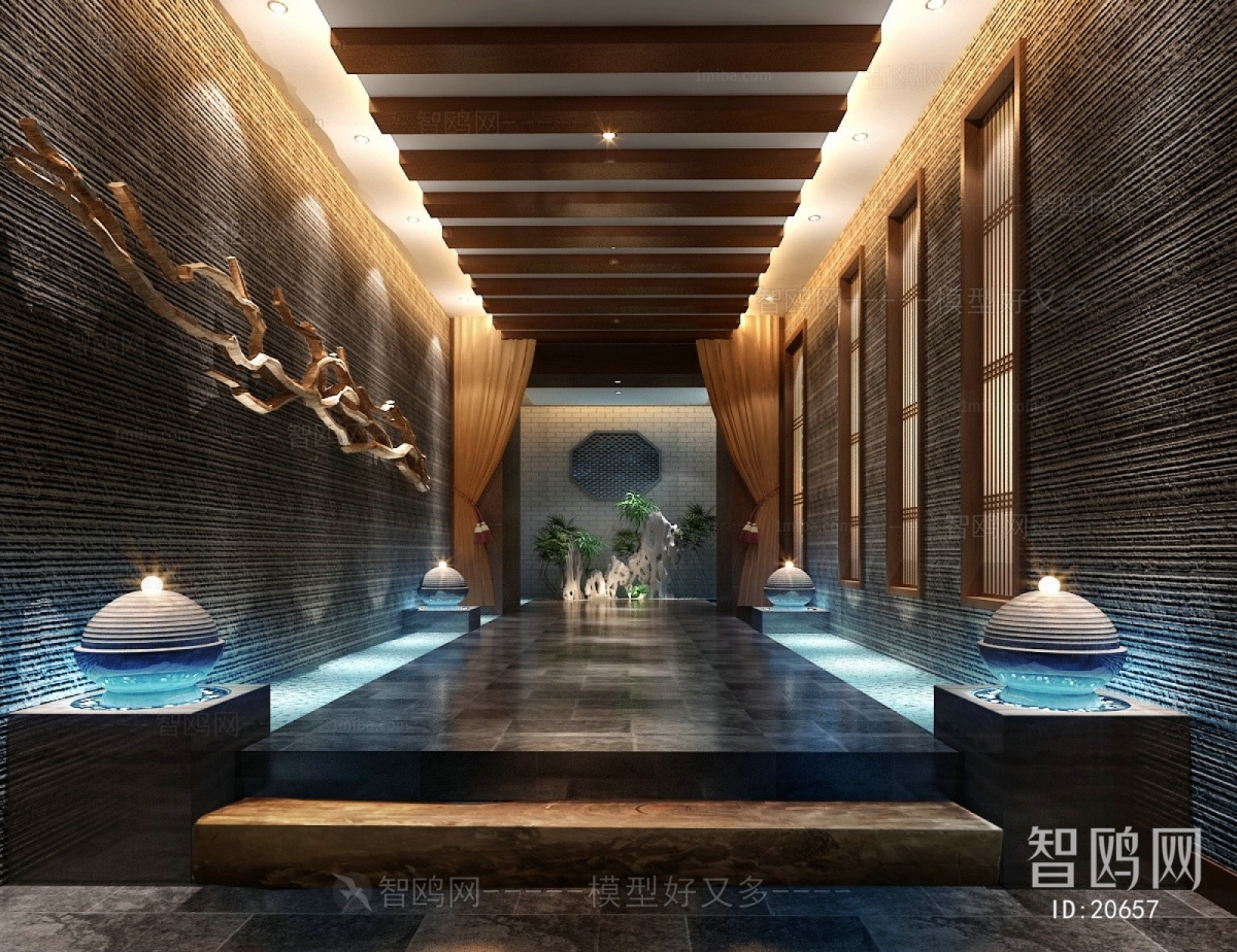 New Chinese Style Corridor Elevator Hall