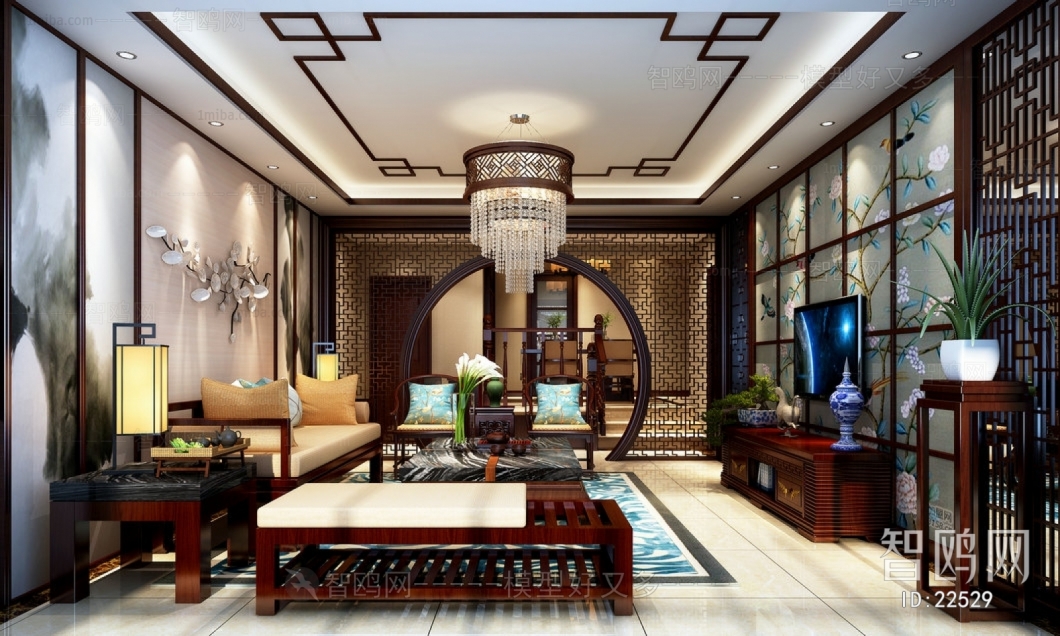 New Chinese Style A Living Room