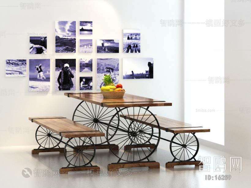 现代LOFT工业风餐桌椅挂画
